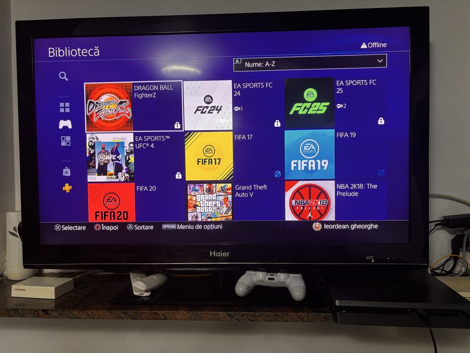 Ps4 1tb cu o maneta si multe jocuri cumparate digital