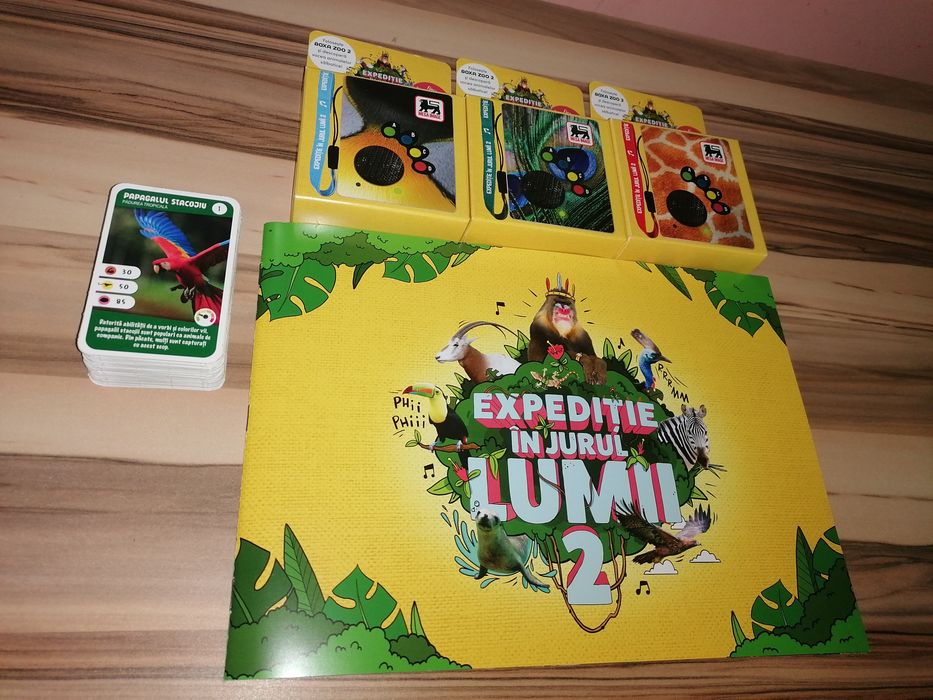 Album Expeditie 2 cu 96 cartonase + 96 cartonase Editia 1 + Boxa zoo