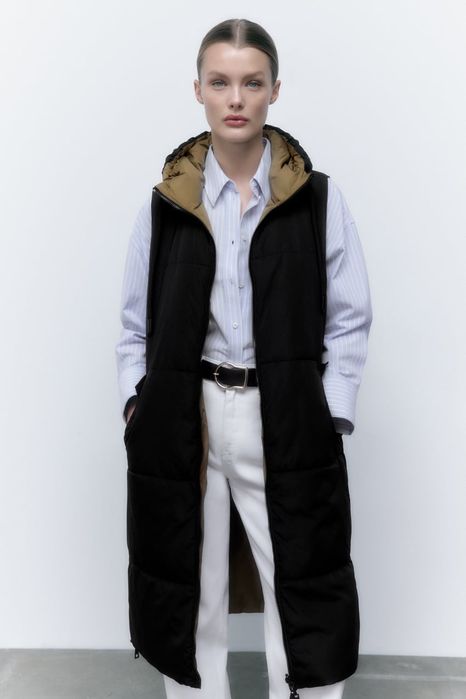 Двулицев елек с качулка Зара