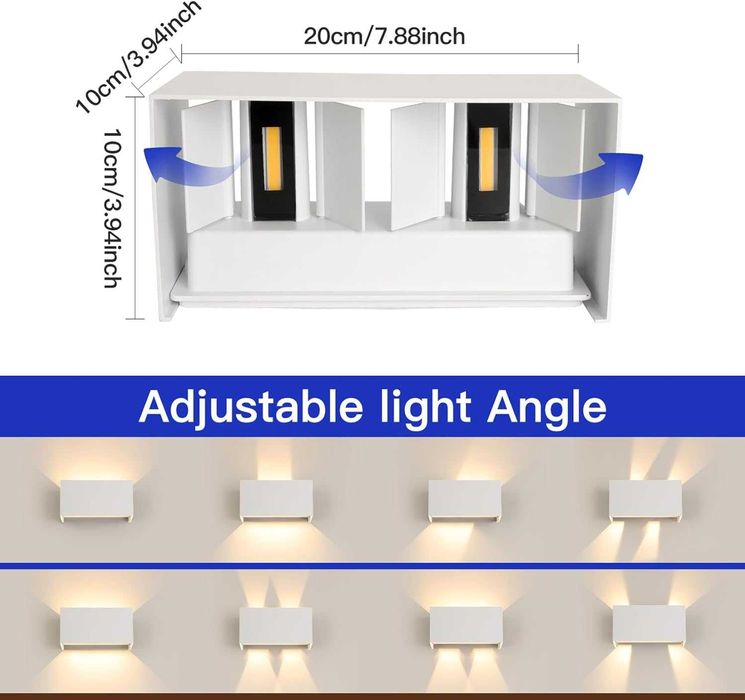 FUPE 25W външен LED аплик IP65 регулируем ъгъл 4000K бял