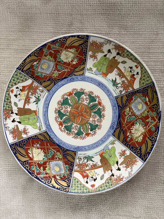 Platou japonez Imari / Kinrande 40 cm – porțelan pictat manual