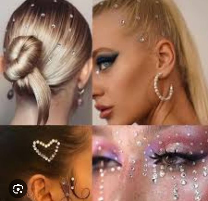 Стразы -жемчуг,прозрачные и черные для макияжа, причесок