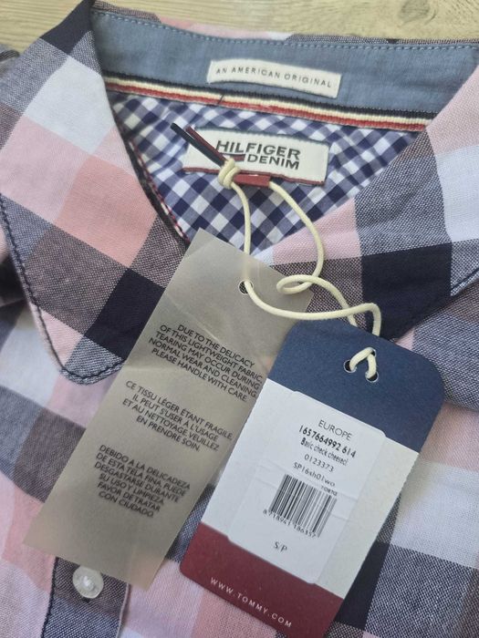 Tommy Hilfiger, Camasa de dama - NOUA cu eticheta, in carouri, Roz somon/Roz pastel/Bleumarin S