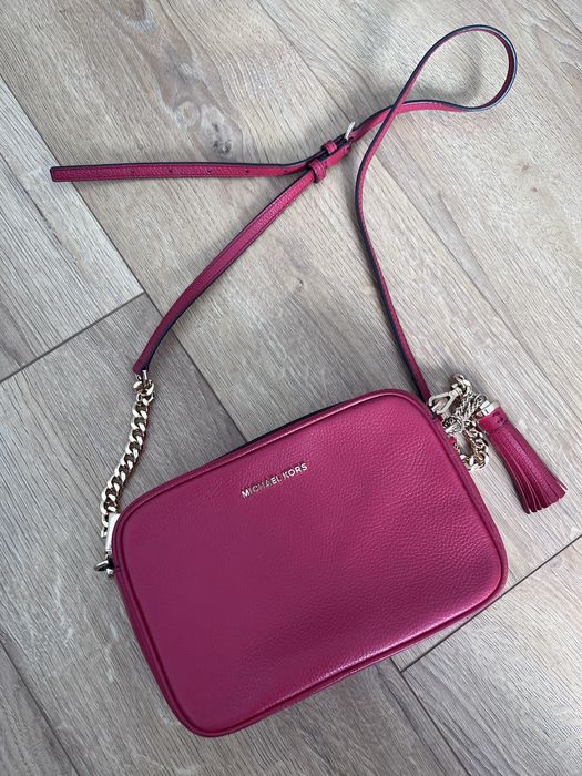 Кожена чанта Michael Kors, червена