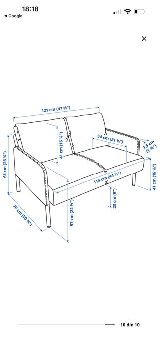 IKEA canapea 2 locuri GLOSTAD Knisa gri închis