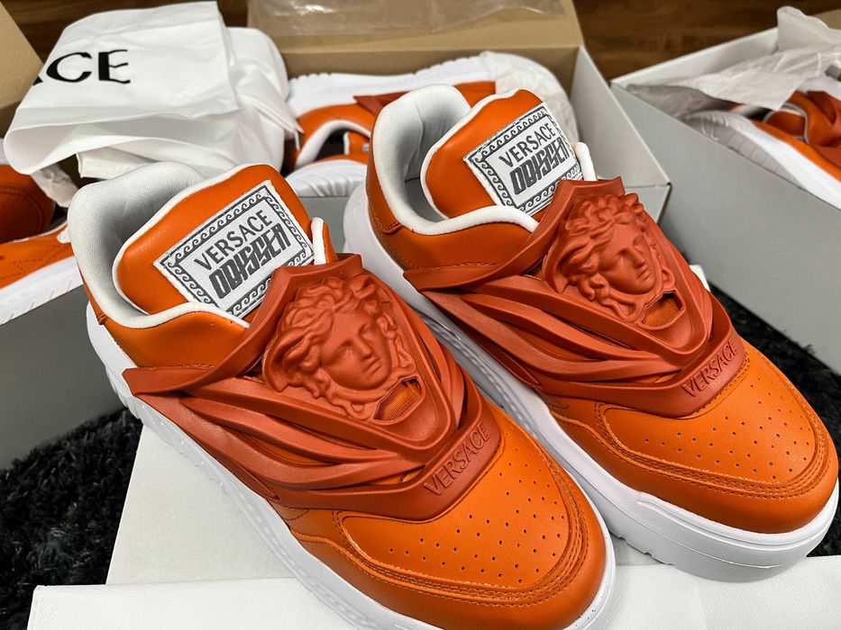 >- CEL MAI BUN PREȚ -< Sneakers high top - adidași bărbați Versace Odissea Orange model vara 2026