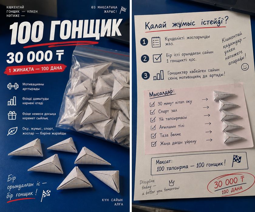 100 Гонщик— 100 Орындалған іс | 100 Выполненных дел