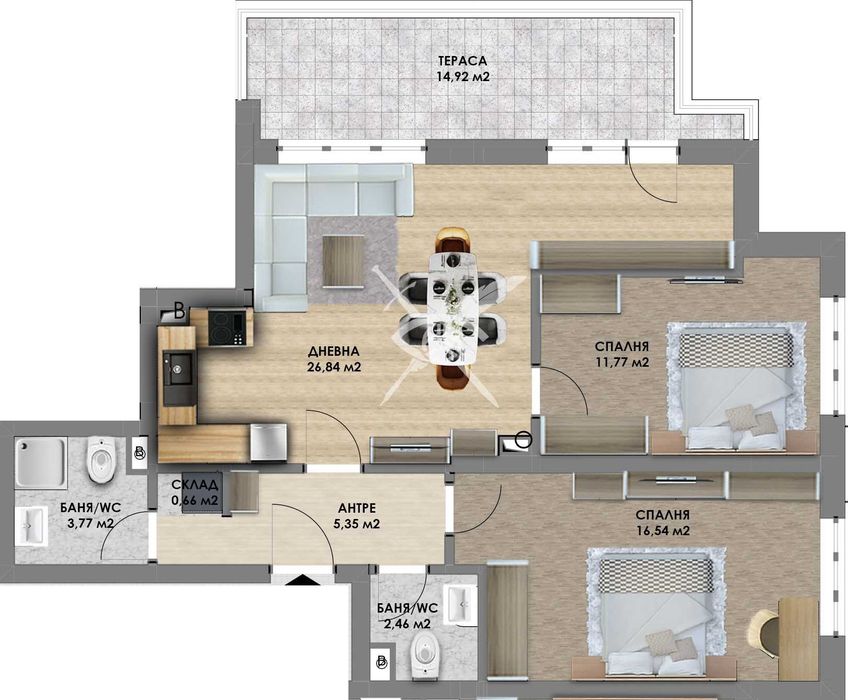 Тристаен апартамент Христо Смирненски 237-21666