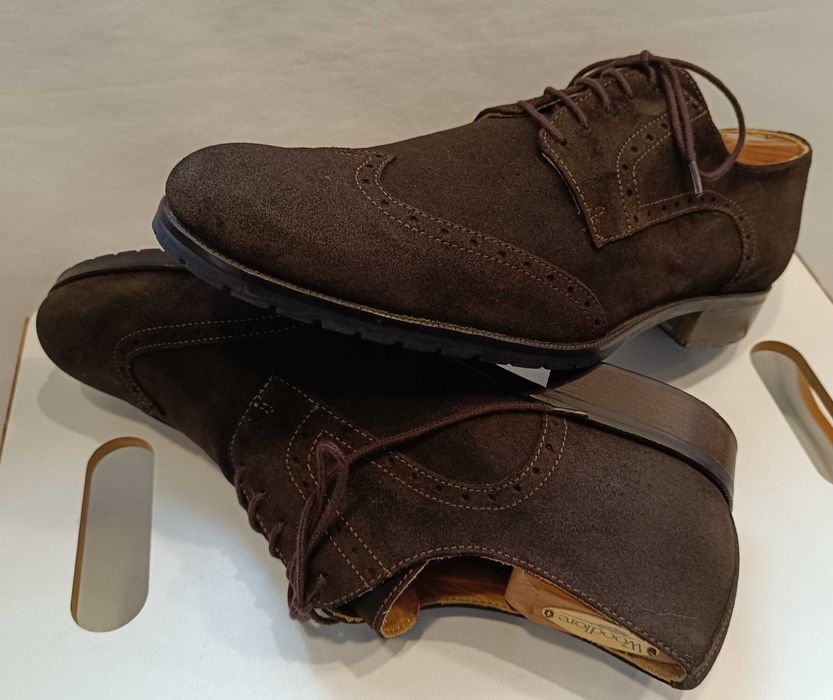 Pantofi derby 42 brogue suede Lavoratione Artigianale piele naturala