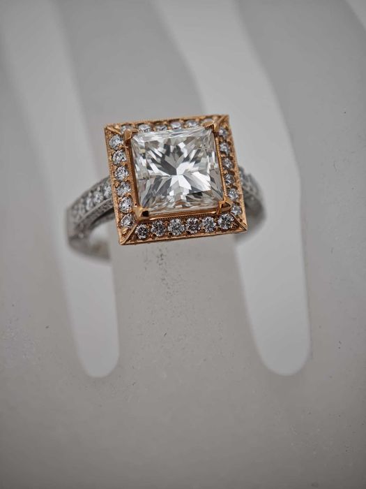 inel 18k/PT diamante naturale si lab grown 4ct IGI