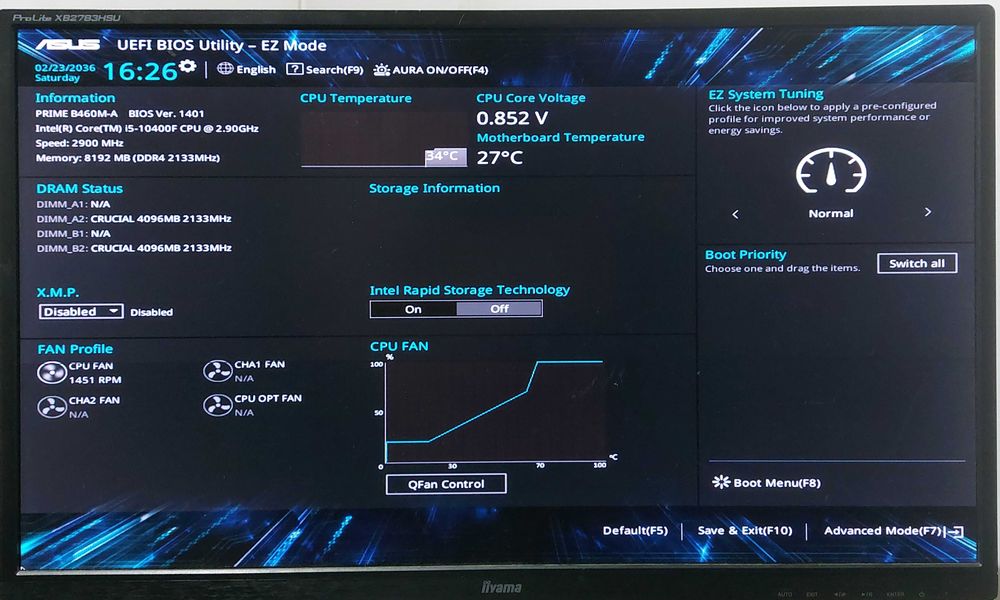 KIT i5 10400F 2.9GHz + ASUS PRIME B460M-A + 8GB  CRUCIAL + Cooler