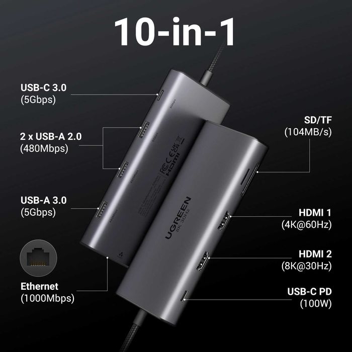UGREEN Hub 10 in 1 — универсальный USB-C хаб. Есть доставка