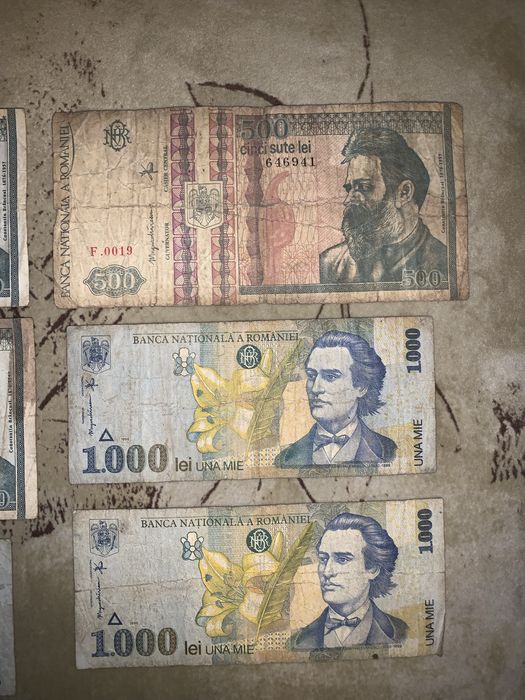 Bancnote românești vechi 1998 Brâncuși 500 lei Eminescu 1000 lei