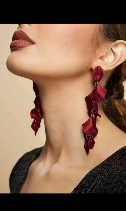 Красиви големи обеци - цвят Бургунди