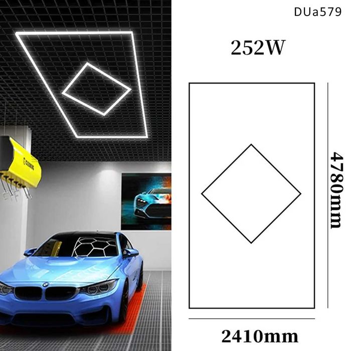Гаражно LED осветление ромб тавани стени лед лампа светлина ярка голям