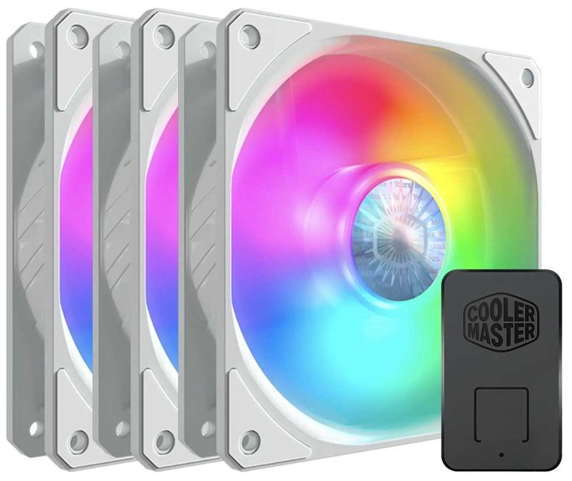 Вентилатор за кутия Cooler Master SickleFlow 120 ARGB White Edition PWM 120mm (4 броя)+HUB