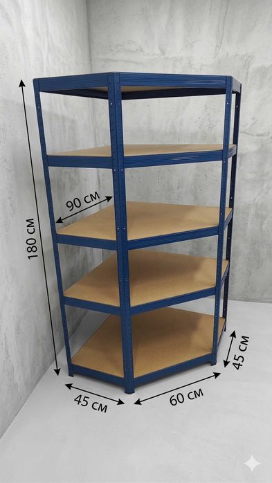 Ъглов метален стелаж Kovona Futur (180x90x45 см)