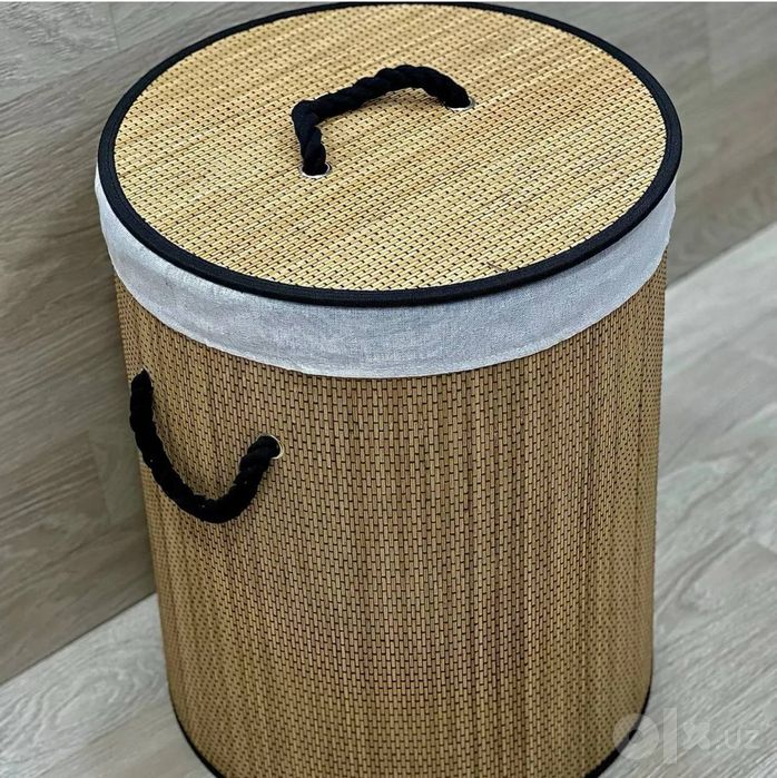 Бамбуковая корзина для белья