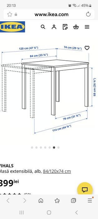 Masă extensibilă Vihals