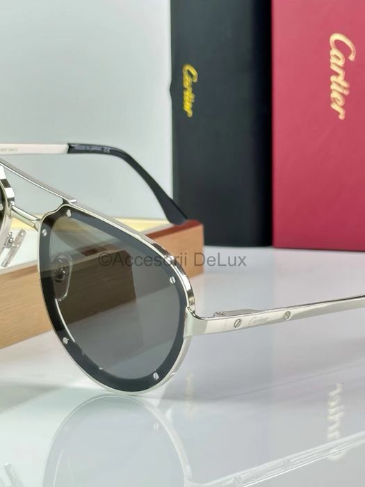 Ochelari de Soare Cartier CT0195S Noi Full Box Santos De Cartier [Verificare Colet]Silver