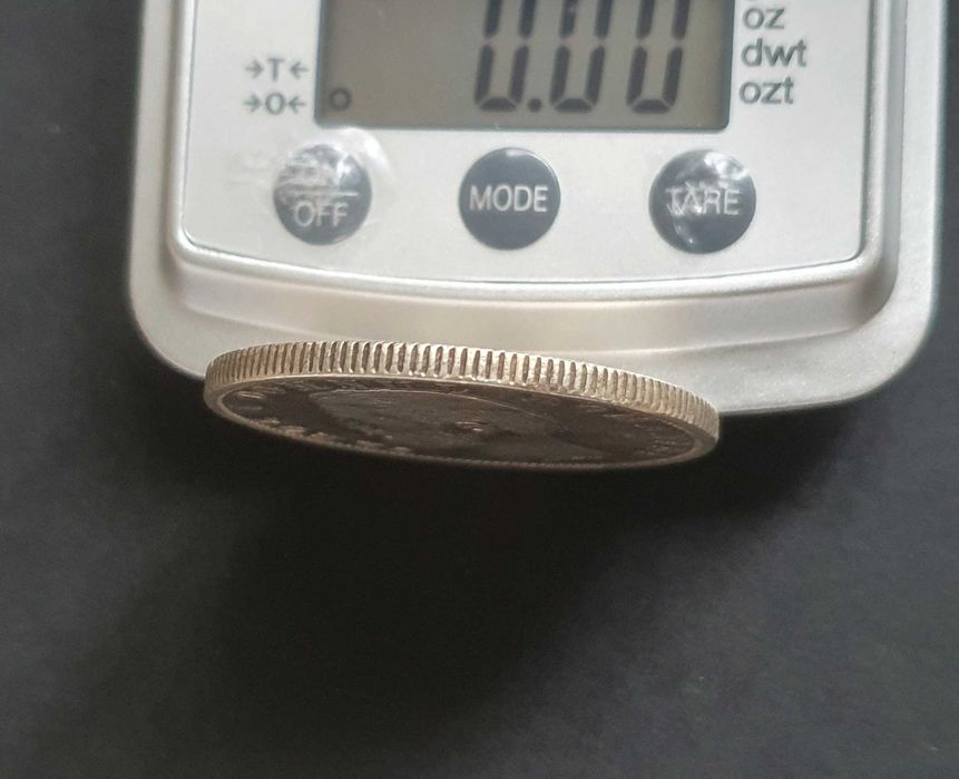 Moneda 5 lei 1880 argint, varianta cu gravorul pe cercul perlat.