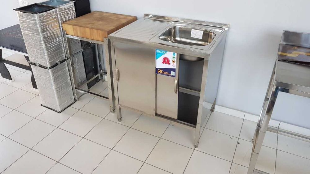 Кухонная мебель нержавейка мойка -шкаф