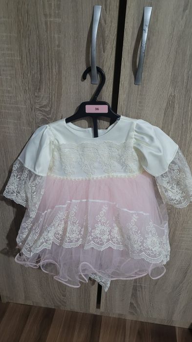 Set rochiță botez cu paltonaș