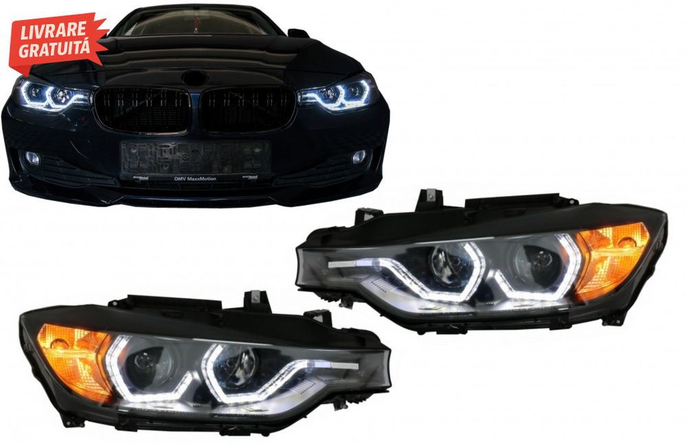 Faruri Full Angel Eyes LED DRL BMW 3 Series F30 F31 Sedan Touring (10.