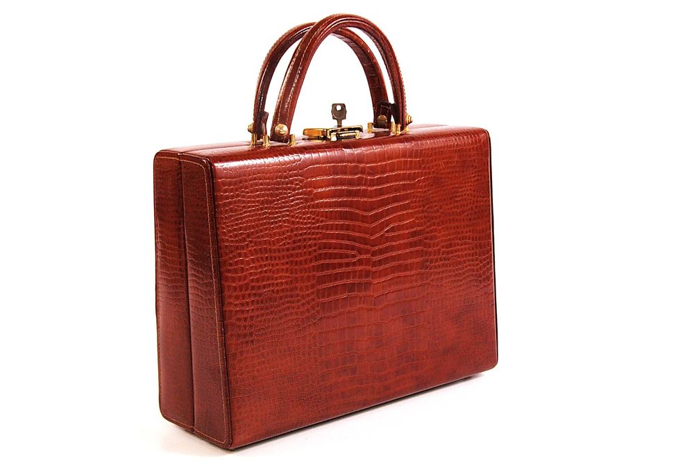Geanta DIPLOMAT dama, piele naturala aligator, cheita, Made in England, NOUA