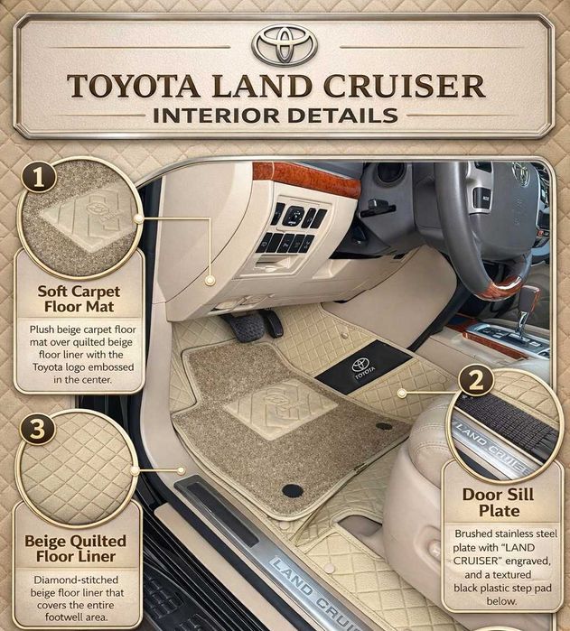 Toyota Land Cruiser uchun premium 3D polik (kovrik) Buyurtma asosida