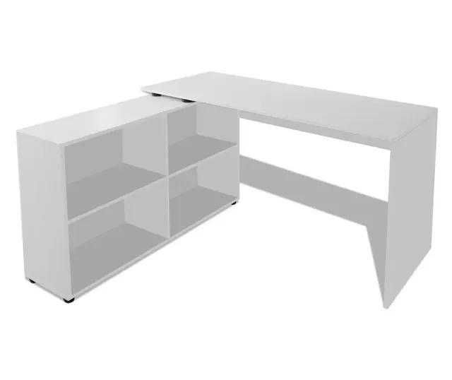 Birou DacEnergy, de colt, patru rafturi, 100/120x29/50x76 cm, alb
