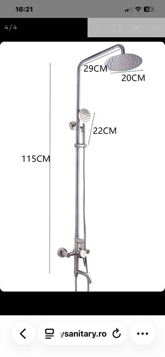 Coloana dus inox satinat