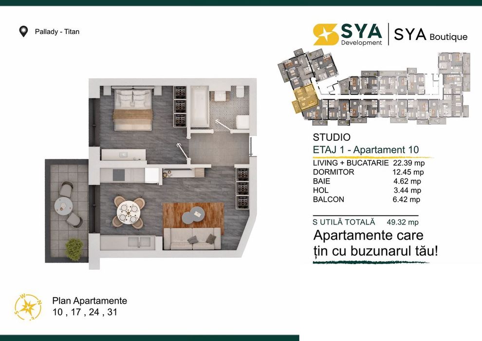 Ap.2cam. Living Open-Space / Bloc Boutique P+4.