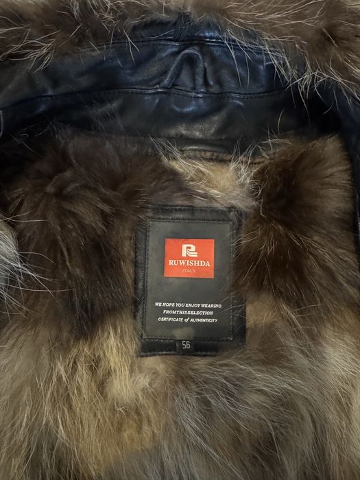 Луксозно мъжко кожено яке XXL/56, агнешка кожа и естествен косъм