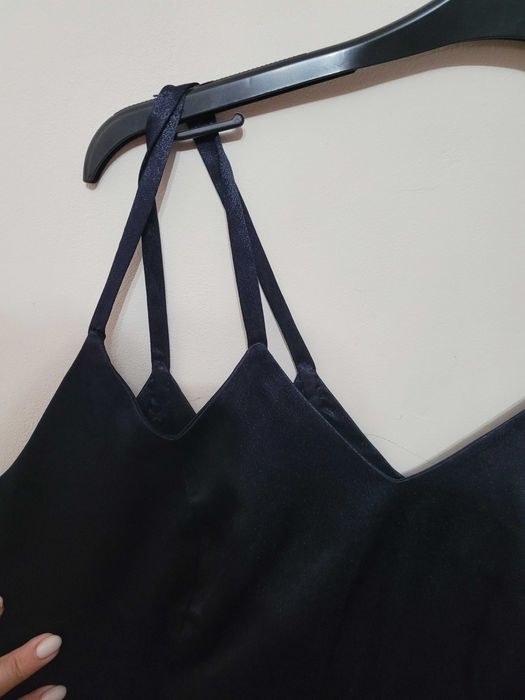 Rochie de seara, din satin, bleumarin, marimea L