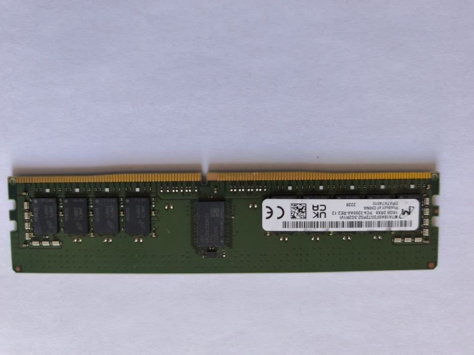 4× 16GB Micron DDR4-3200 ECC RDIMM – 64GB Total – Server / Workstation
