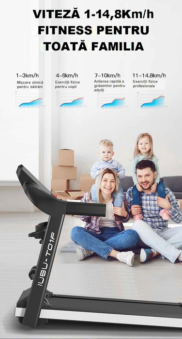 Banda Alergat Electrica T01F Viteza 1-14,8km/h 140Kg cu Inclinare