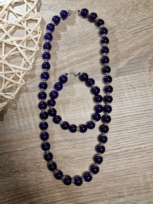 Уникална масивна огърлица и гривна от сребро и Пурпурен Аметист