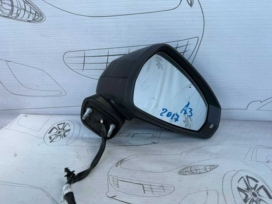 Oglindă Retrovizoare Dreaptă Electrică cu Rabatare și Semnalizare 6 Pini Audi A3 S3 8V 8V2857410F / 857410F 2017 / [2013-2019] / (5A3)