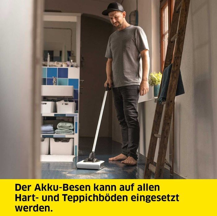 ПРОМО Нова 2г Гаранция Акумулаторна Безкабелна Безжична Метла Подочистачка Karcher KB 5, 3.6 V 210 мм, 1.258-050.0 Със Зарядно