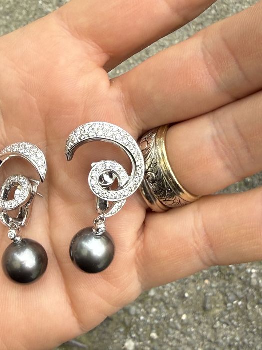 Cercei Aur 18k cu Diamante si perla - model unicat - ca noi