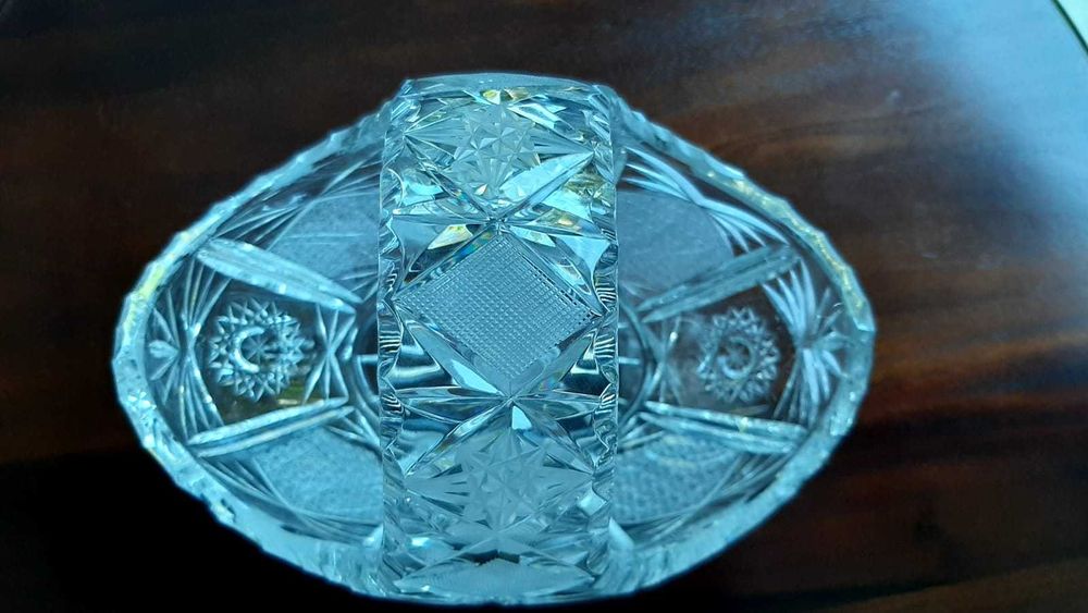 Fructiera cos, cristal, plumb 24%, Medias, 21x15x16x14cm, manual
