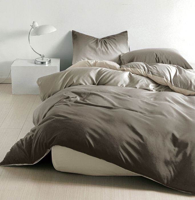 Lenjerie De Pat Haldan Xc060, Bumbac, 4 Piese, Cu Elastic, Gri, Maro