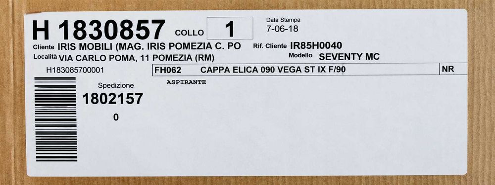 Vand hota Elica VEGA ST IX F/90, latime 90 cm, finisaj inox.