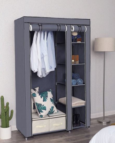 Sifonier textil dublu,umerase + 5 rafturi