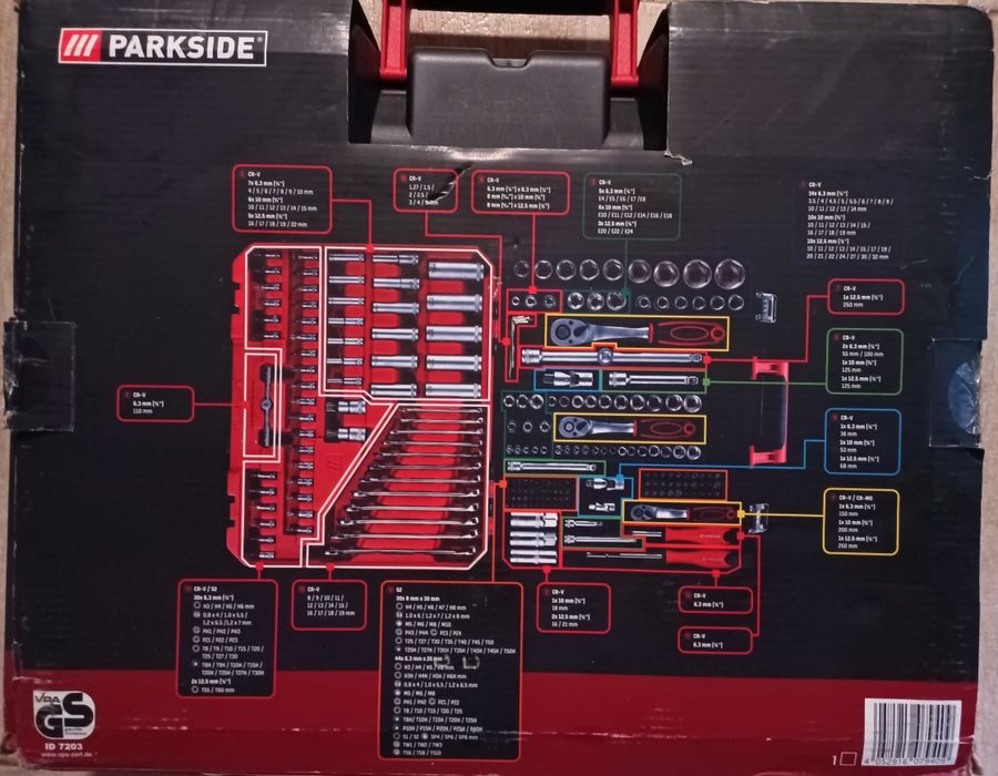 Parkside set 216 piese trusa scule chei tubulare inelare clichet combi