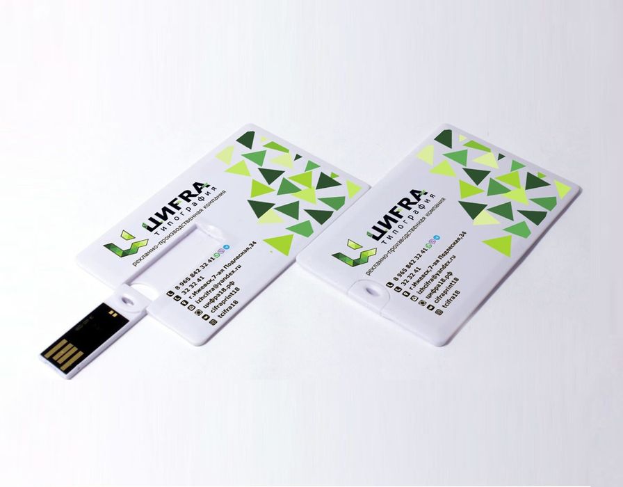 Флешка-визитка, Флешка-карта. пластик 16гб