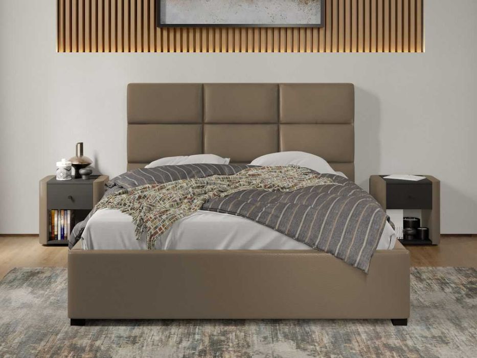Pat tapitat Cico fix 170 x 114 C1 din piele/stofa Bej Nube 11