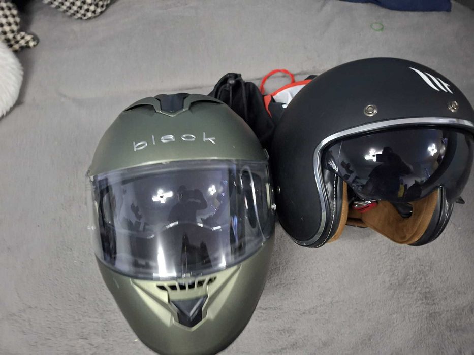 Vând 2 căști moto XXL: Black Optimus II modulară + MT Helmets Le Mans 2 SV negru mat