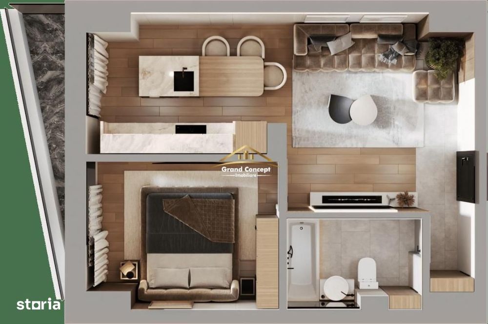 Apartament 1 camera, Dacia, 44.86mp, €63.379 Cod Oferta: 10199